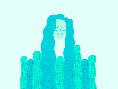 Cactus hair girl brush cactus desert girl illustration texture wacom