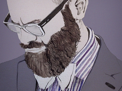 Illustration for Postcard beard illustration man