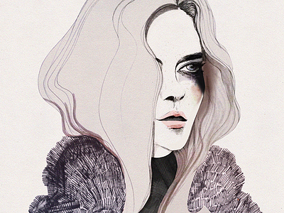 Fur fashion illustration woman