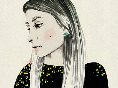 Green Earring graphic hand drawing illustration portrait