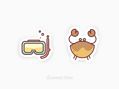 Travel perks crab icons illustration ketch sea stickers summer travel underwater