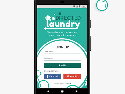 Sign Up to Directed Laundry android app branding concept design logo material kit mobile app design ui ux