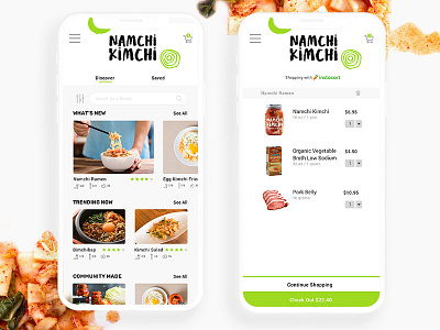 Namchi Kimchi App branding design challenge food app food tech kimchi uplabs user interface