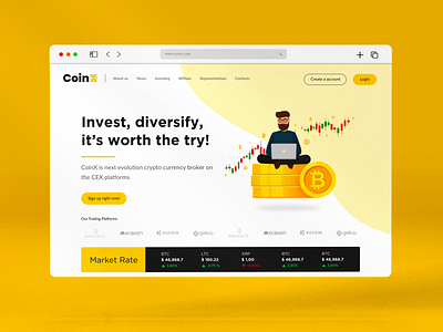 CoinX Web UI-1 bitocin black branding creative cryptocurrency cryptoexchange cryptoweb etherum exchange graphic design logo ui ux vector webdesign webmockup website yellow