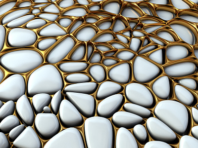 Voronoi Fractures 3d c4d cinema4d gold golden porcelain