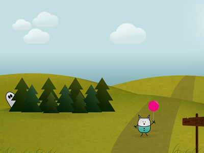 Into the wild ballon forest ghost hills illustration