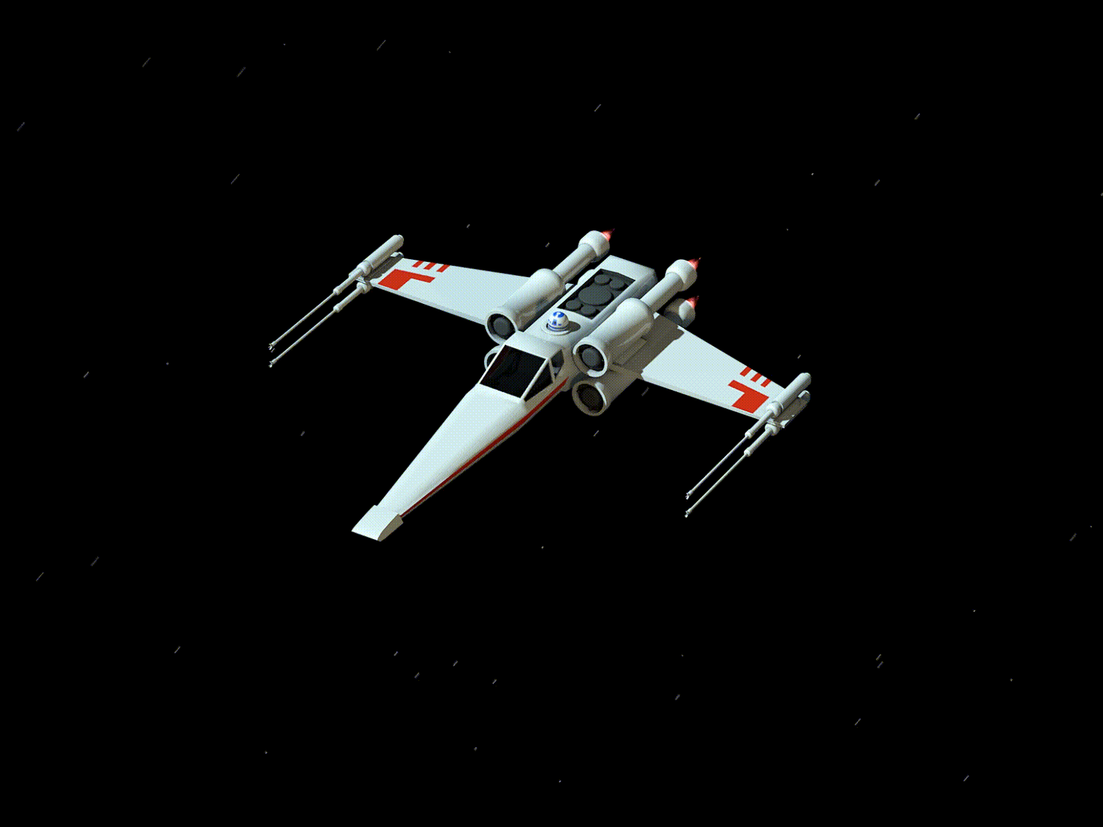 X-Wing Starfighter 3d aftereffects c4d cinema4d lowpoly starwars x wing