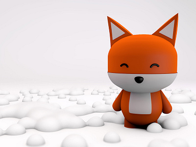 Snow Fox 3d c4d christmas cinema4d cute fox kawaii snow winter