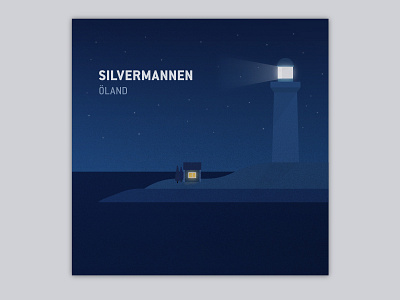 Silvermannen Single Cover cabin cover illustration indie island lighthouse music night pop single sweden