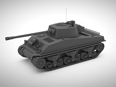 Sherman Tank 3d cinema4d gun modeling plastic tank track war