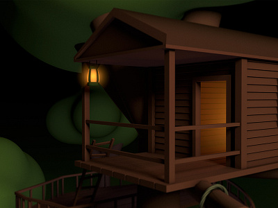 Treehouse #2 3d c4d cabin camping cinema4d light night tree tree house