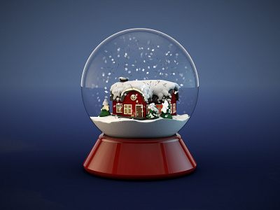 Snow globe 3d after effects c4d christmas christmas tree cinema4d glass globe house snow