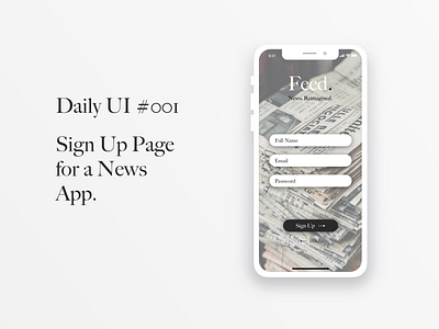Feed app dailyui design iphonex sign up