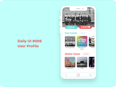 Daily UI #006 ~ User Profile 006 app dailyui music profile