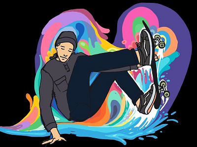 off the wall illustration ipad sk8 surfing