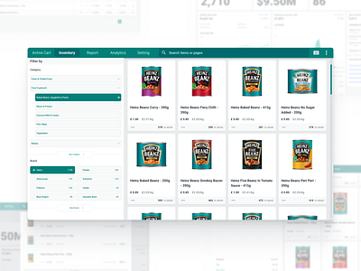 Point of sale admin panel design, The inventory page