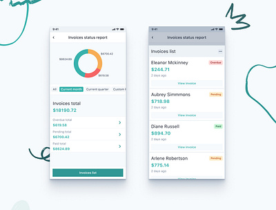 Invoice list admin app cards finance invoice management money ui webapp