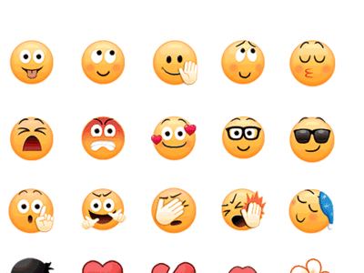 Emoji sets for HelloPop adobe photoshop app art direction design emoji emoticon illustration
