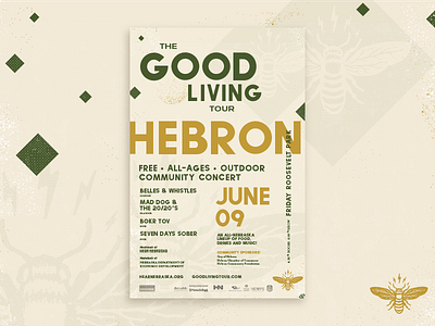 The Good Living Tour Poster bands bee color honey bee lightning bolts music nebraska poster tour typography