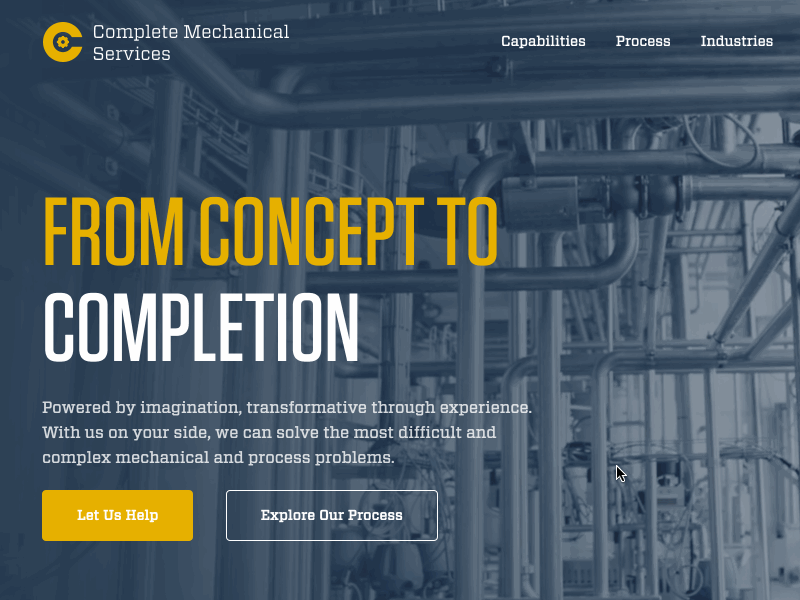 From Concept To Completion construction hero homepage ux video background web