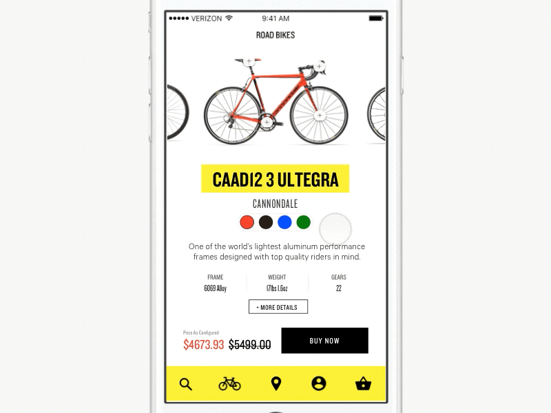 Bike Customization app bike custom gif interaction ios mobile motion