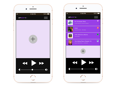 UpNext blank and with audio design logo mobile ui ux