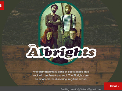 The Albrights Band Website band css html music olive red side menu typography ui ux web design wood