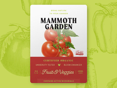 Mammoth Garden-Fruit & Veggie Label agriculture all natural branding fruit label design organic product design product label product label design veggie