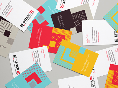 Business Cards for Tech Company bold color branding business card graphic design pattern shapes tech company