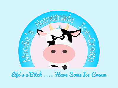 Moodie's Logo branding cartoon charachter design concept cow ice cream logo logodesign mood moody cow