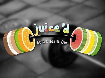Juice'd barbell fruit gym illustration juice logo logo design