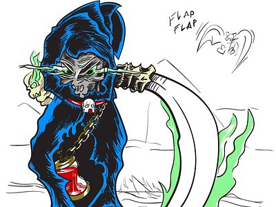 Flap Flap WIP bat grim grim reaper illustration illustrator reaper sundays