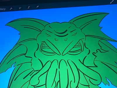 Cthulhu coloring cthulhu ipad procreate progress sketch