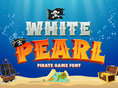 White Pearl – Gaming Font adventure app children display font fun gaming kids ocean pirate poster retro sailor serif vintage