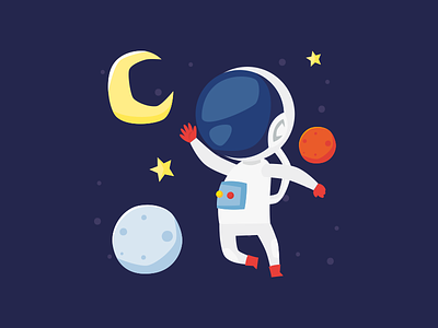 Hello from the other side astronaut character children clipart earth freebie illustration kid light mars planet space stars universe