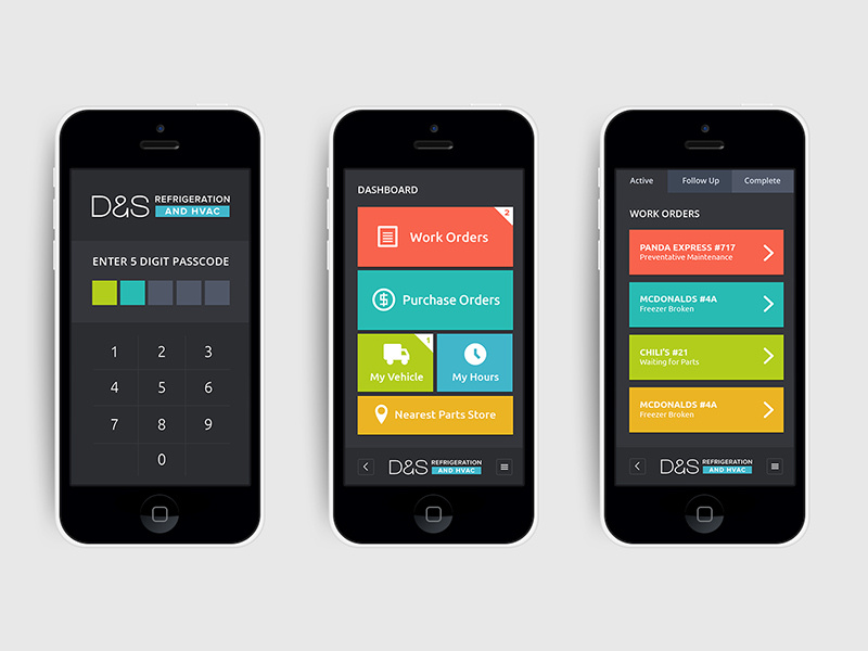 Download D&S Refrigeration and HVAC mobile app mockup by Allison Cassels on Dribbble