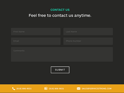 Contact section contact contact form form single page site