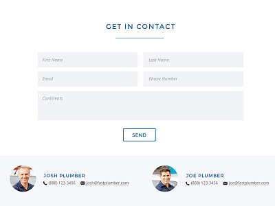 Contact section for plumber construction contact contact form employees plumber plumbing staff ui ux