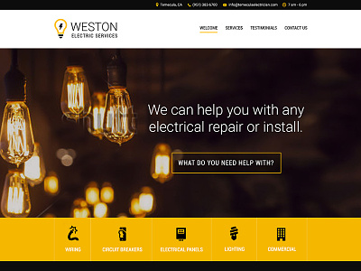 Electrician Homepage banner black electrician electricity hero homepage service yellow