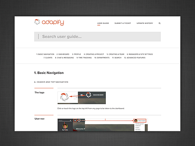 Adapify User Guide adapify documentation help search ui user guide ux website