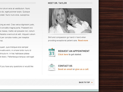 Contact Section appointments contact icons sidebar ui ux