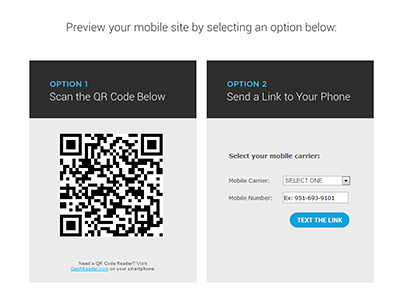 Mobile Preview UX for CMS mobile preview mobile website qr code ui ux