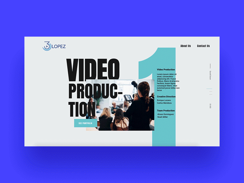 On-scroll animation concept agency animation blue bold color cyan design font minimal number numbers purple scroll animation teal typography ux web web design webdesign website