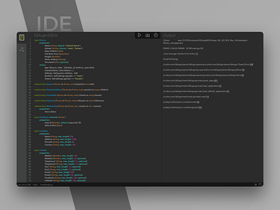 The Dev IDE code coding dark developer editor interface output product