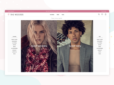 Landing Page - Gender Selection - The Webster ecommerce ecommerce design gender interface landing luxury minimal shopping store web webster