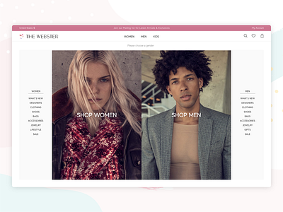 Landing Page - Gender Selection - The Webster