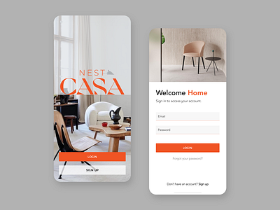 NestCasa - Luxury Furniture App Splash & Login