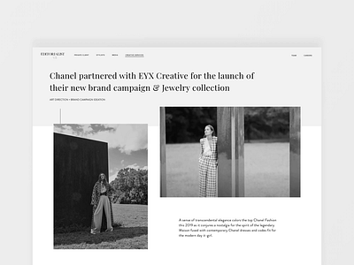 Creative Agency Project Detail case study chanel creative agency fashion luxury magazine minimal photoshoot