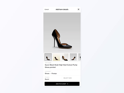 Product Addition - With Multi Geo Size Selection detail ecommerce ios luxury minimal mobile private client product selection size size chart size selection usability