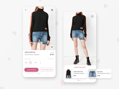 Mobile Product Page & Shop the Look design ecommerce ecommerce design interface luxury luxury ecommerce minimal mobile outfit shop the look shopping